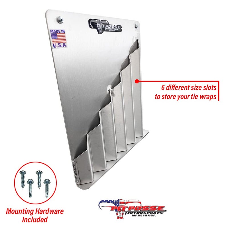 Pit Posse 544 Aluminum Zip Tie Cable Storage Holder Rack - Made in USA - Enclosed Race Trailer Shop Garage Fastener Storage Organizer Wall Mount (Silver) - Image 2